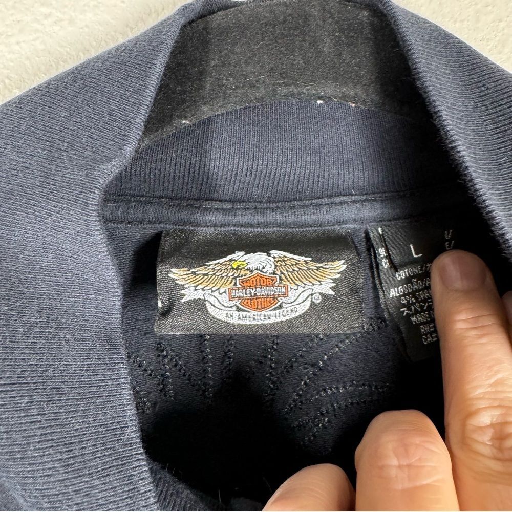 Vintage Y2K Harley Davidson Zip Up Jacket Black Bedazzled Embroidered Large - Picture 4 of 10